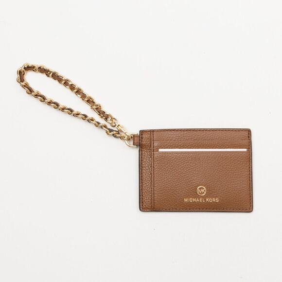 MICHAEL Michael Kors Small Pebbled Leather Chain Card Case Brown (Pre-owned) - Picture 1 of 2